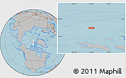 Gray Location Map of the area around 82° 6' 58" N, 102° 46' 30" W, hill shading