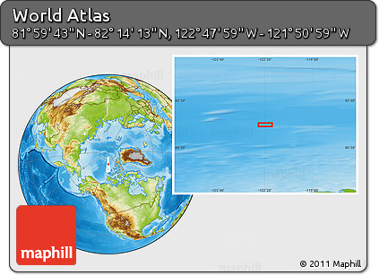 Physical Location Map of the Area around 82° 6' 58" N, 122° 19' 29" W