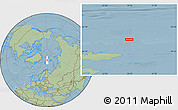 Savanna Style Location Map of the area around 82° 6' 58" N, 28° 7' 30" E, hill shading