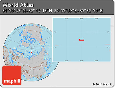 Gray Location Map of the Area around 82° 6' 58" N, 85° 4' 29" E