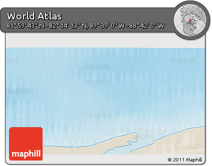Shaded Relief 3D Map of the Area around 82° 6' 58" N, 89° 10' 30" W
