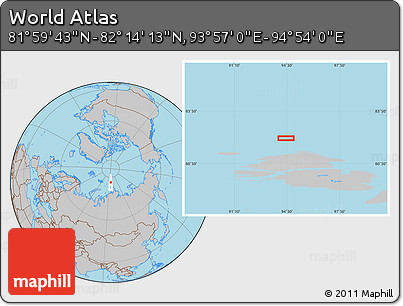 Gray Location Map of the Area around 82° 6' 58" N, 94° 25' 30" E