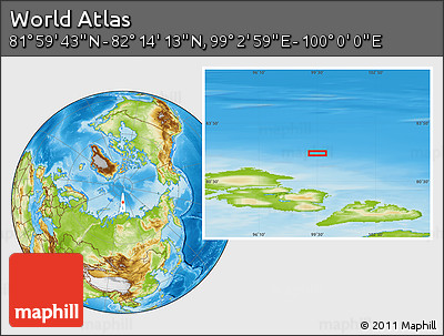 Physical Location Map of the Area around 82° 6' 58" N, 99° 31' 30" E