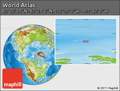 Physical Location Map of the Area around 82° 19' 54" N, 106° 10' 30" W