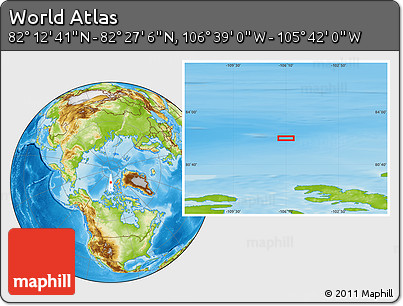 Physical Location Map of the Area around 82° 19' 54" N, 106° 10' 30" W