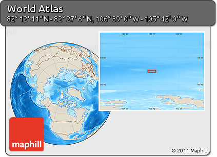 Shaded Relief Location Map of the Area around 82° 19' 54" N, 106° 10' 30" W