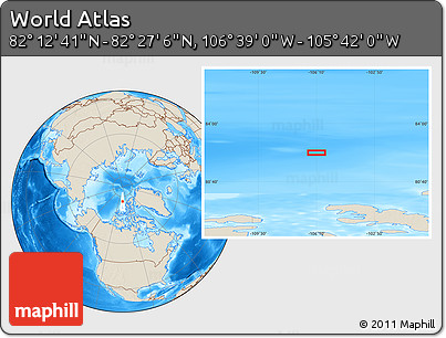 Shaded Relief Location Map of the Area around 82° 19' 54" N, 106° 10' 30" W