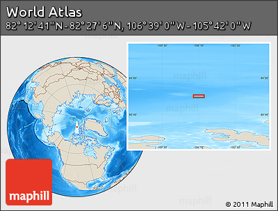Shaded Relief Location Map of the Area around 82° 19' 54" N, 106° 10' 30" W