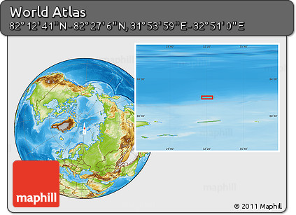 Physical Location Map of the Area around 82° 19' 54" N, 32° 22' 30" E