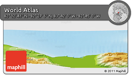Physical Panoramic Map of the Area around 82°&nbsp;19'&nbsp;54"&nbsp;N,&nbsp;83°&nbsp;13'&nbsp;29"&nbsp;W