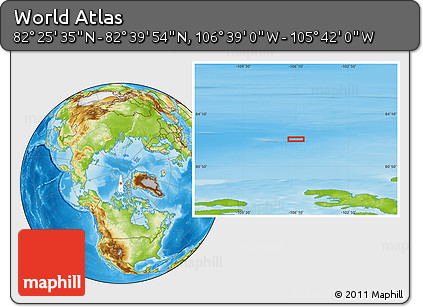 Physical Location Map of the Area around 82° 32' 44" N, 106° 10' 30" W