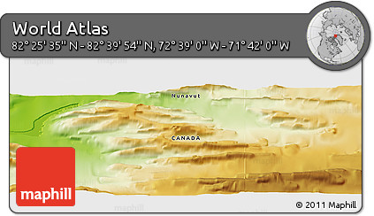 Physical Panoramic Map of the Area around 82° 32' 44" N, 72° 10' 30" W