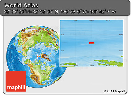 Physical Location Map of the Area around 82° 45' 30" N, 106° 10' 30" W