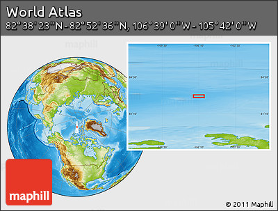 Physical Location Map of the Area around 82° 45' 30" N, 106° 10' 30" W