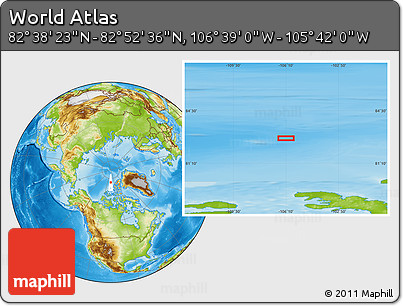 Physical Location Map of the Area around 82° 45' 30" N, 106° 10' 30" W