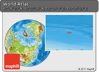 Physical Location Map of the Area around 82° 45' 30" N, 113° 7' 30" E