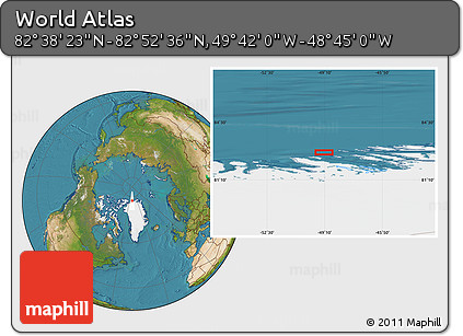Satellite Location Map of the Area around 82° 45' 30" N, 49° 13' 30" W
