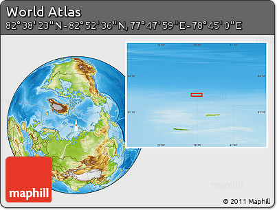 Physical Location Map of the Area around 82° 45' 30" N, 78° 16' 30" E