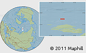 Savanna Style Location Map of the area around 82° 45' 30" N, 94° 25' 30" E, hill shading