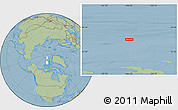 Savanna Style Location Map of the area around 82° 58' 10" N, 104° 28' 29" W, hill shading