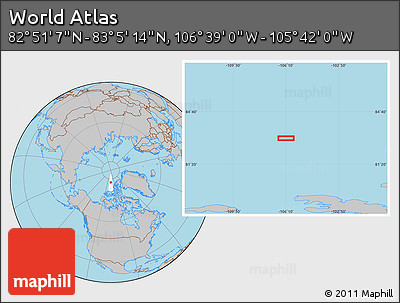 Gray Location Map of the Area around 82° 58' 10" N, 106° 10' 30" W