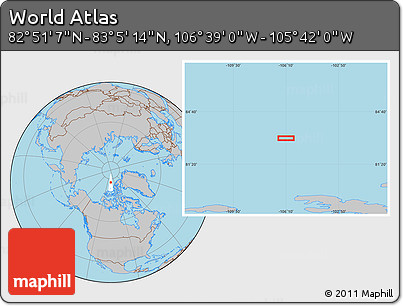 Gray Location Map of the Area around 82° 58' 10" N, 106° 10' 30" W