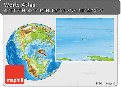 Physical Location Map of the Area around 82° 58' 10" N, 106° 10' 30" W