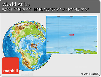Physical Location Map of the Area around 82° 58' 10" N, 106° 10' 30" W