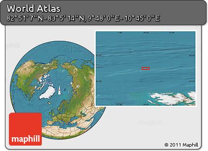 Satellite Location Map of the Area around 82° 58' 10" N, 10° 16' 30" E