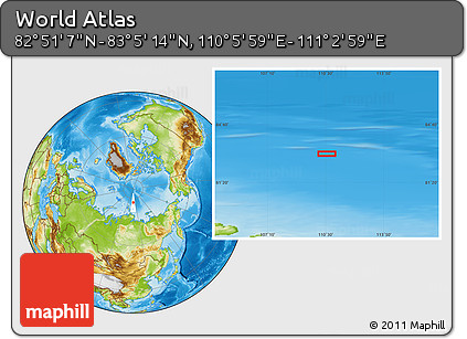 Physical Location Map of the Area around 82° 58' 10" N, 110° 34' 29" E