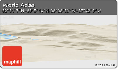 Shaded Relief Panoramic Map of the Area around 82° 58' 10" N, 38° 10' 29" W