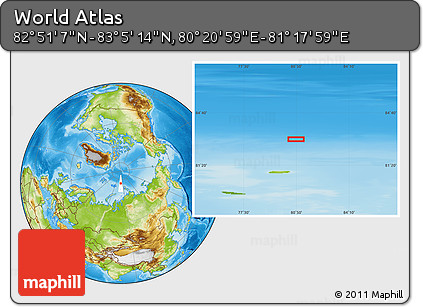 Physical Location Map of the Area around 82° 58' 10" N, 80° 49' 29" E