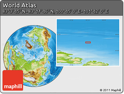 Physical Location Map of the Area around 83° 10' 46" N, 101° 13' 29" E