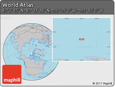 Gray Location Map of the Area around 83° 10' 46" N, 106° 10' 30" W