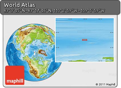 Physical Location Map of the Area around 83° 10' 46" N, 109° 34' 29" W