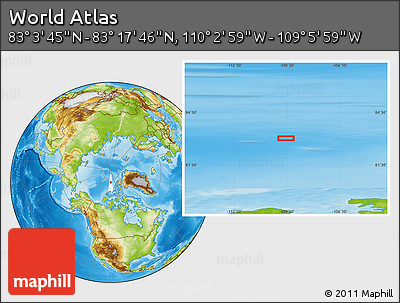 Physical Location Map of the Area around 83° 10' 46" N, 109° 34' 29" W