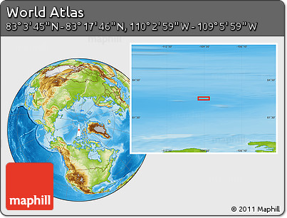 Physical Location Map of the Area around 83° 10' 46" N, 109° 34' 29" W
