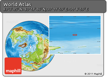 Physical Location Map of the Area around 83° 10' 46" N, 30° 40' 29" E