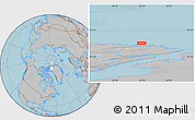 Gray Location Map of the area around 83° 10' 46" N, 66° 13' 29" W, hill shading