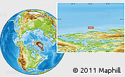 Physical Location Map of the area around 83° 10' 46" N, 85° 46' 30" W