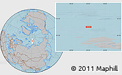 Gray Location Map of the area around 83° 10' 46" N, 92° 43' 29" E, hill shading