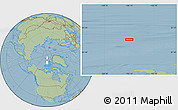 Savanna Style Location Map of the area around 83° 23' 16" N, 106° 10' 30" W, hill shading