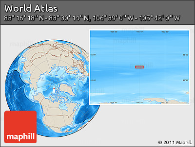 Shaded Relief Location Map of the Area around 83° 23' 16" N, 106° 10' 30" W