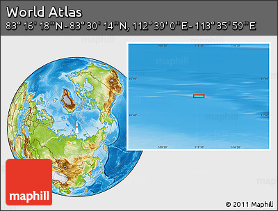 Physical Location Map of the Area around 83° 23' 16" N, 113° 7' 30" E