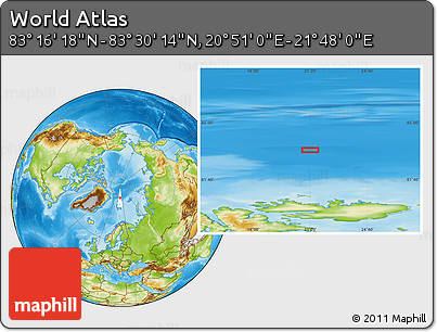 Physical Location Map of the Area around 83° 23' 16" N, 21° 19' 30" E