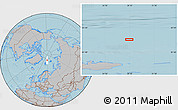 Gray Location Map of the area around 83° 23' 16" N, 28° 7' 30" E, hill shading