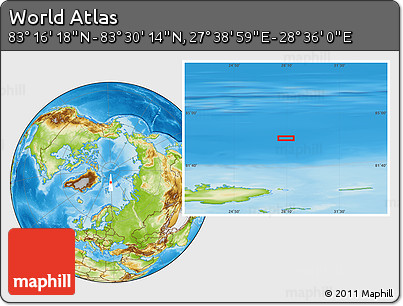Physical Location Map of the Area around 83° 23' 16" N, 28° 7' 30" E