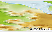 Physical 3D Map of the area around 83° 23' 16" N, 38° 10' 29" W