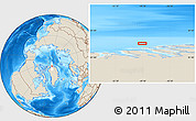 Shaded Relief Location Map of the area around 83° 23' 16" N, 49° 13' 30" W