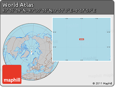 Gray Location Map of the Area around 83° 23' 16" N, 4° 19' 30" E